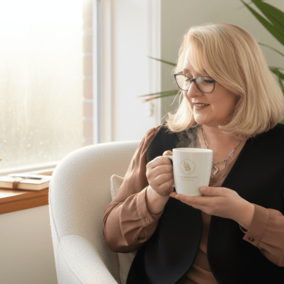 Megan Tregilgas in conversation at her counselling practice